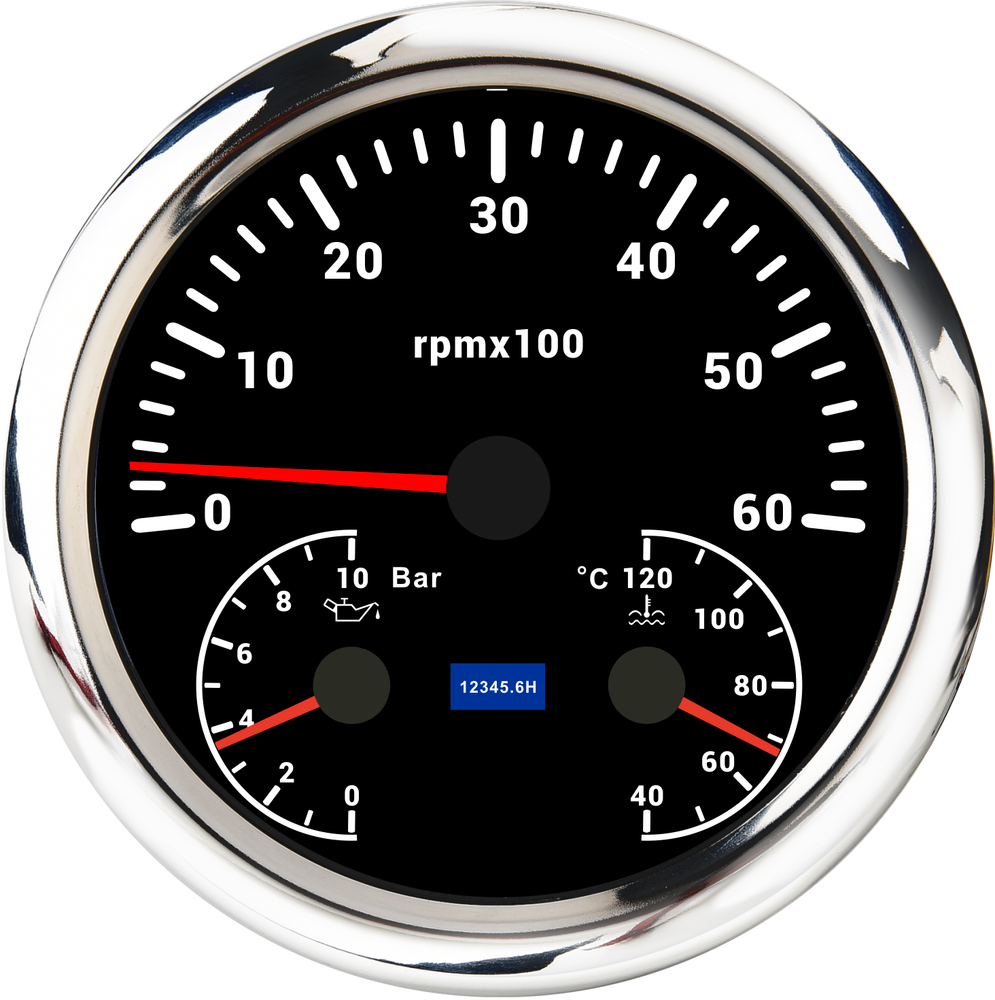 110mm 3In 1 Multifunction Gauge Tachometer 6000RPM Oil Pressure Water Temp Gauge