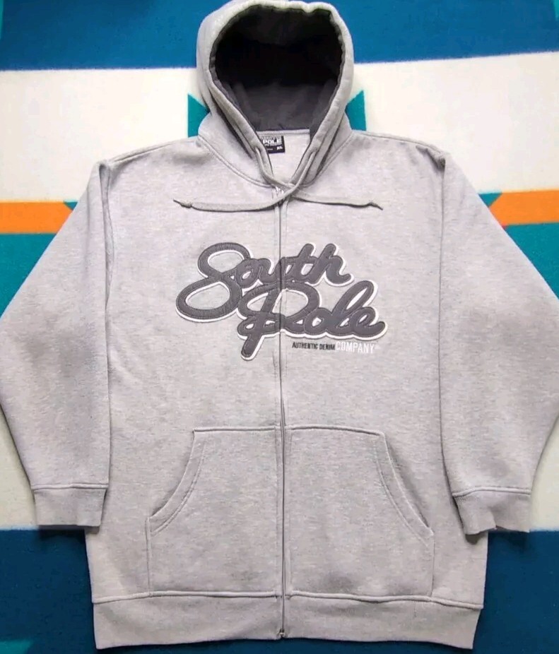 Vintage Southpole Full Zip Hoodie Jacket Y2K Embroidered Cyber Grunge Punk XL
