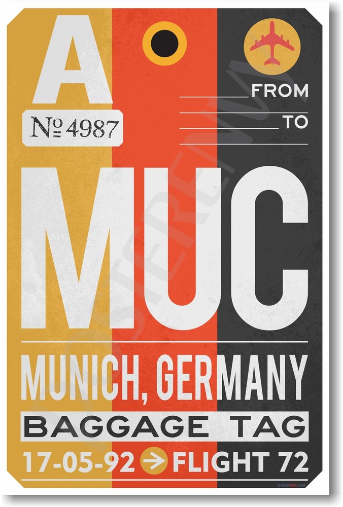 MUC - Munich, Germany - Airport Tag - NEW Travel POSTER (tr502)