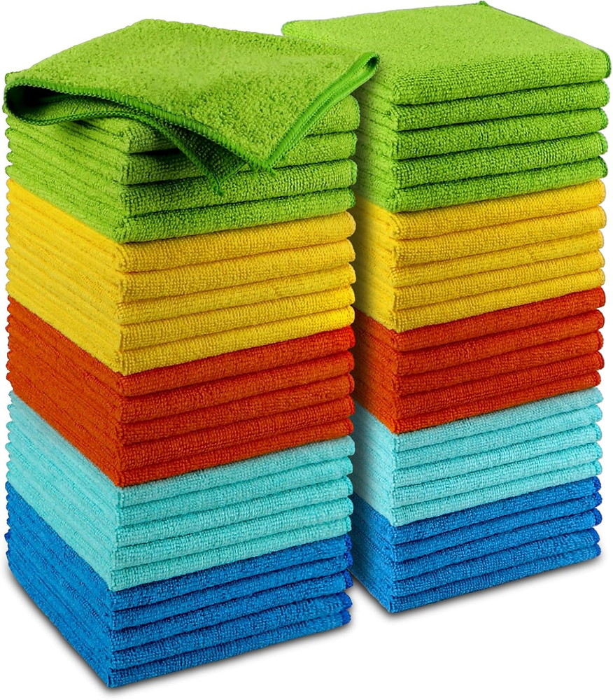 Premium 50-Pack Microfiber Cleaning Cloths for Cars and All Surfaces