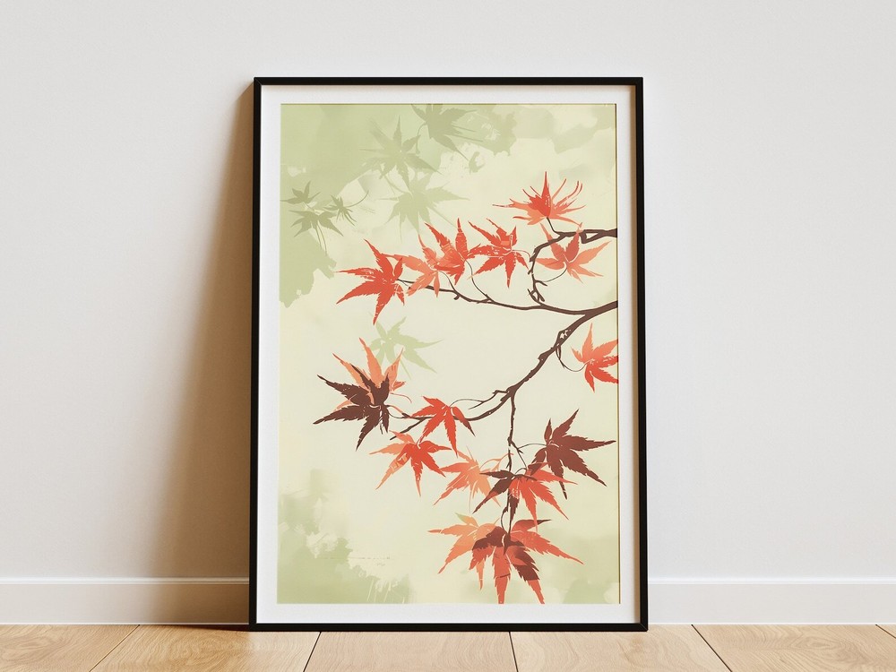 Japanese Maple Tree Poster Minimalist Art Print Botanical Wall Decor Mid