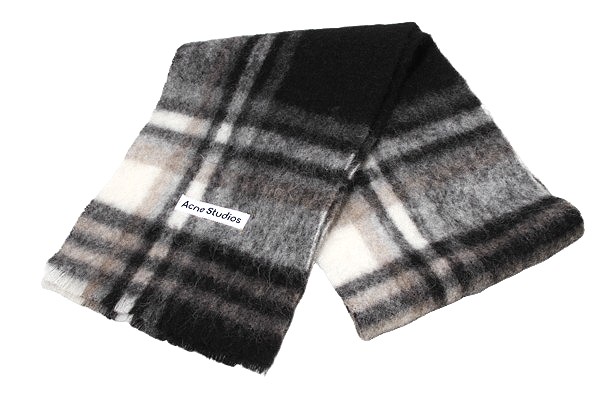 Acne Studios Alpaca Wool Check Scarf Muffler Black / Gray Ca0146
