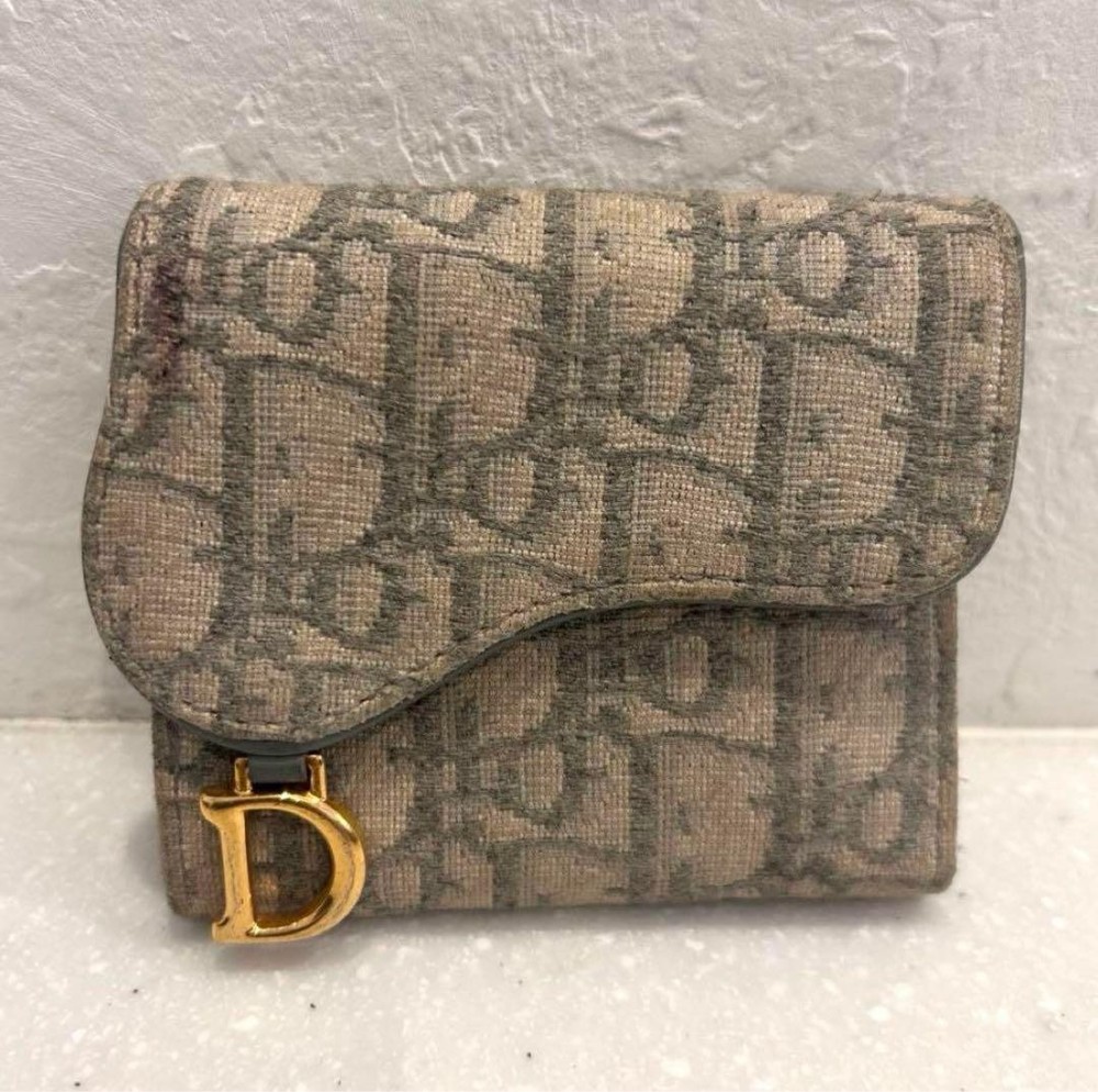 Dior Gray Christian Trotter Compact Trifold Wallet