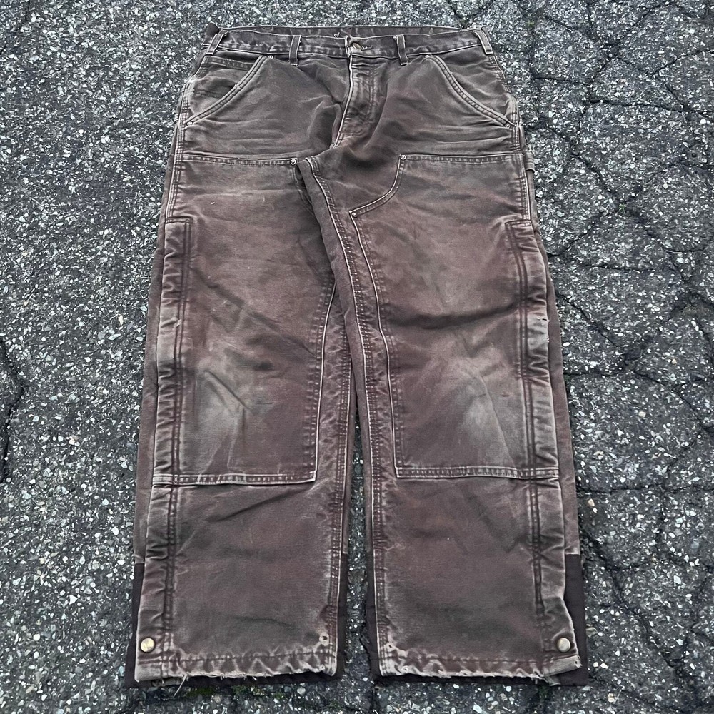 Vintage carhartt lined brown double knee work wear carpenter pants