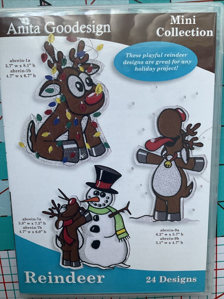 REINDEER~Mini Collection ~ 24 Anita Goodesign Machine Embroidery Design CD