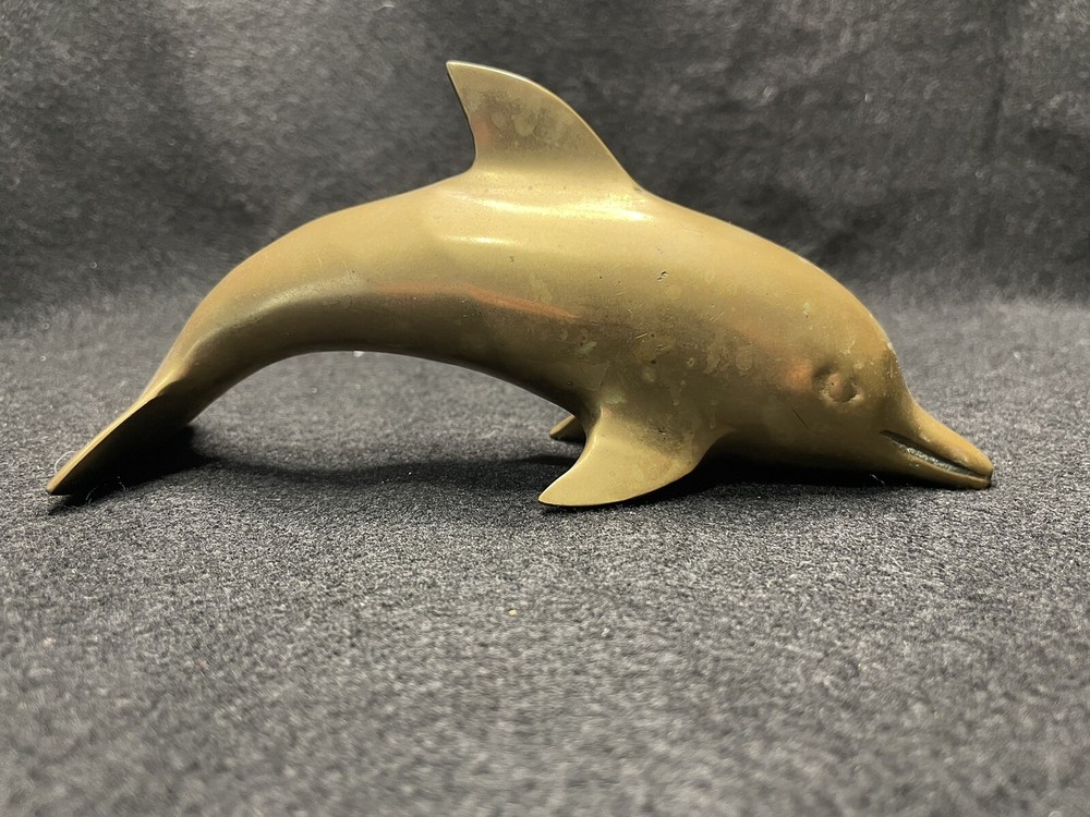 Solid Brass Dolphin Sculpture Statue Figurine Art Decor 6 1/2