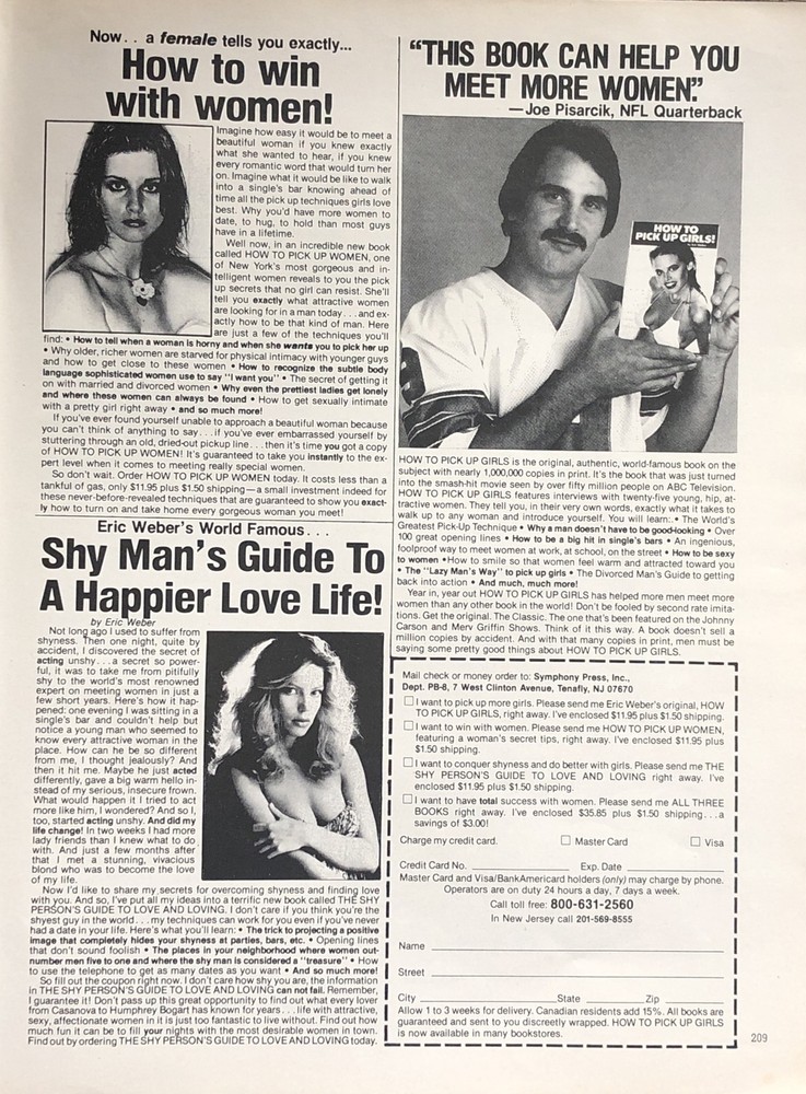 1981 How Pick Up Girls Women Books PRINT AD Joe Pisarcik Shy Man Guide VTG 1980s