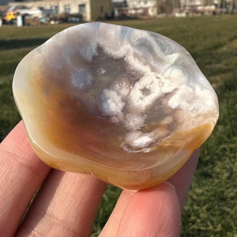 Natural Sakura Agate Skull Bowl Crystal for Reiki Healing and Decor 1PC  