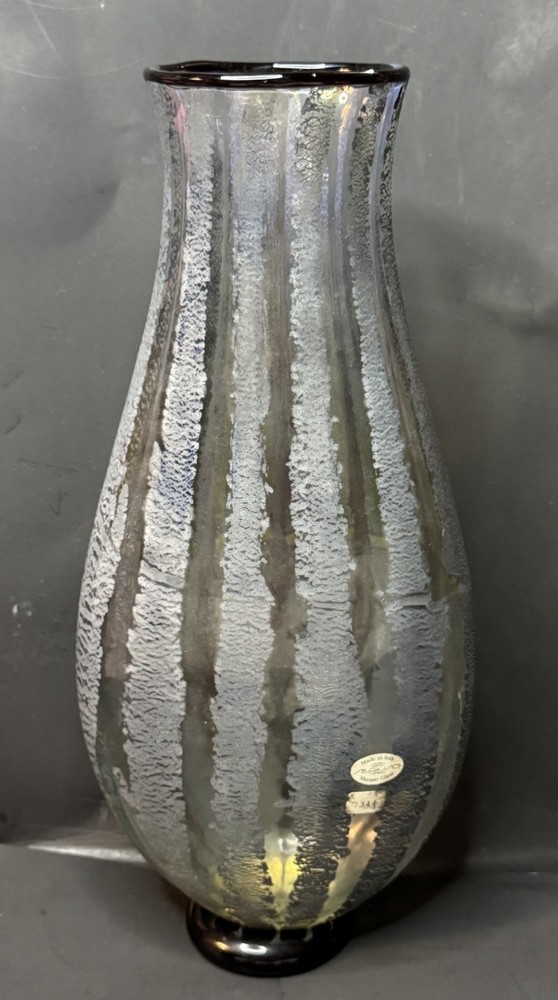 Vintage SEGUSO VIRO Murano Venetian Art Glass Volcanic Style Vase Signed Italy