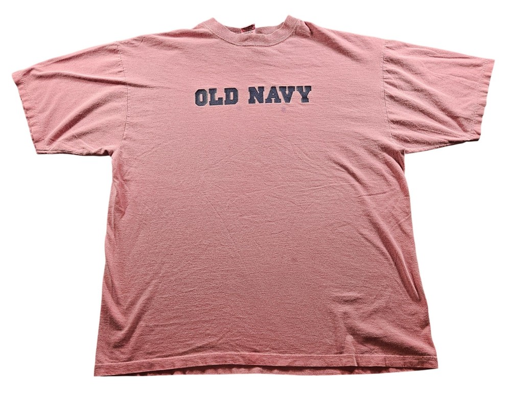 Vintage Old Navy Shirt Mens XL Pink Spell Out Short Sleeve Made USA 90s Tee