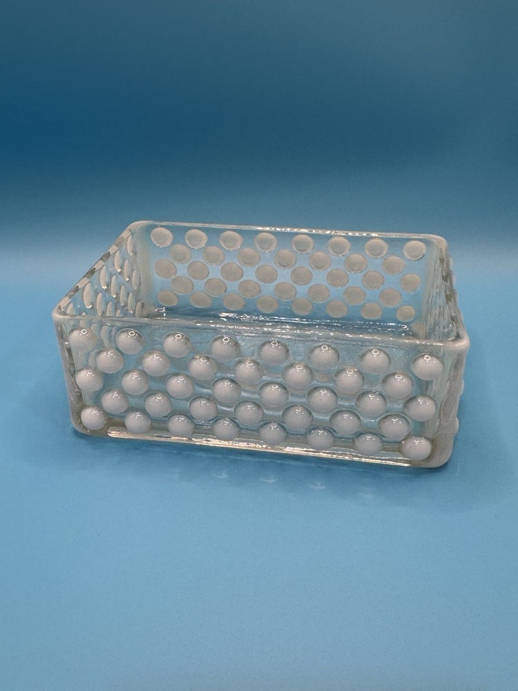 Vintage Anchor Hocking soap dish. Moonstone Clear Opalescent, Trinket Tray