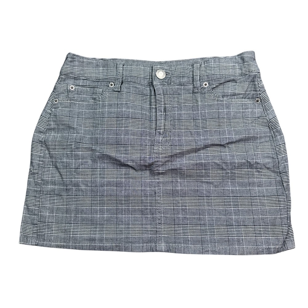 American Eagle Hi-Rise Mini Skirt Size 4 Gray Plaid Stretch