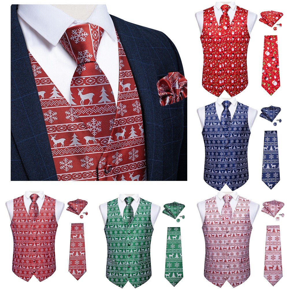 Christmas Festival Top Sale Men's Men's Formal Dress Suit Slim Tuxedo Waistcoat-image
