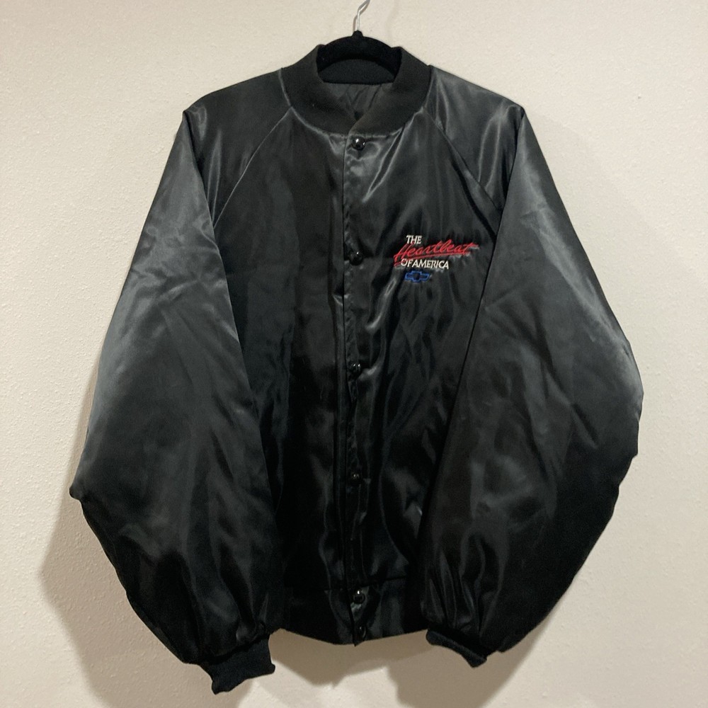 Vintage West Ark The Heartbeat of America Chevrolet Satin Bomber Jacket Large