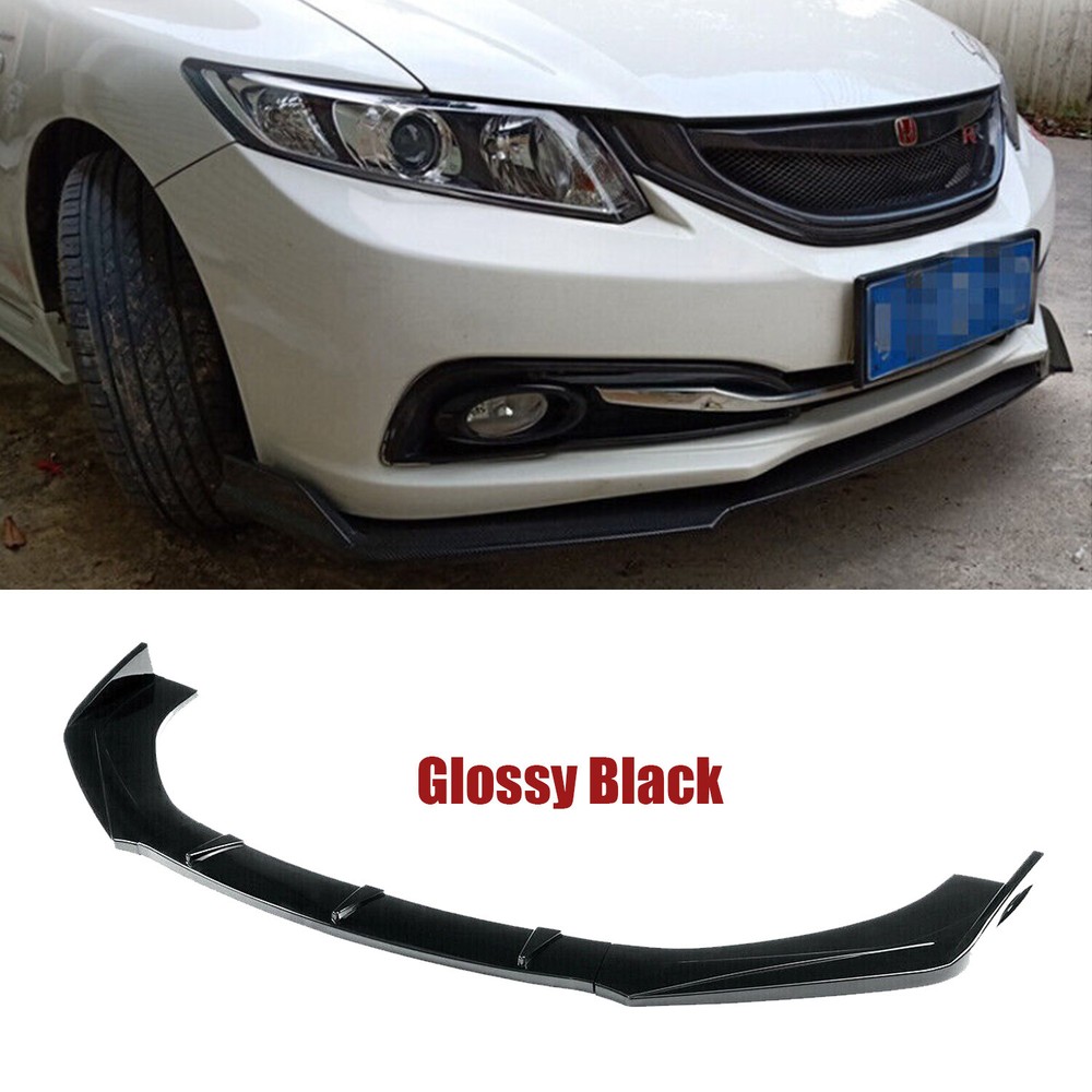 For Honda Civic 9th Gen Front Bumper Lip Body Kit Spoiler Splitter Gloss Black