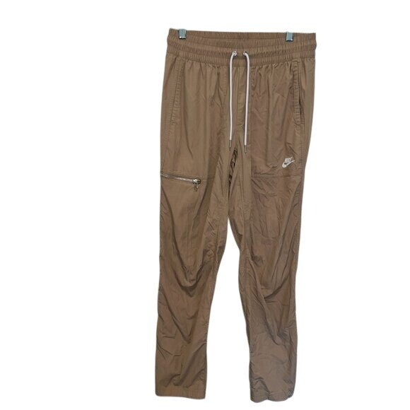 Nike Tan Nylon Mid-Rise Drawstring Parachute Jogger Pants for Men Size M