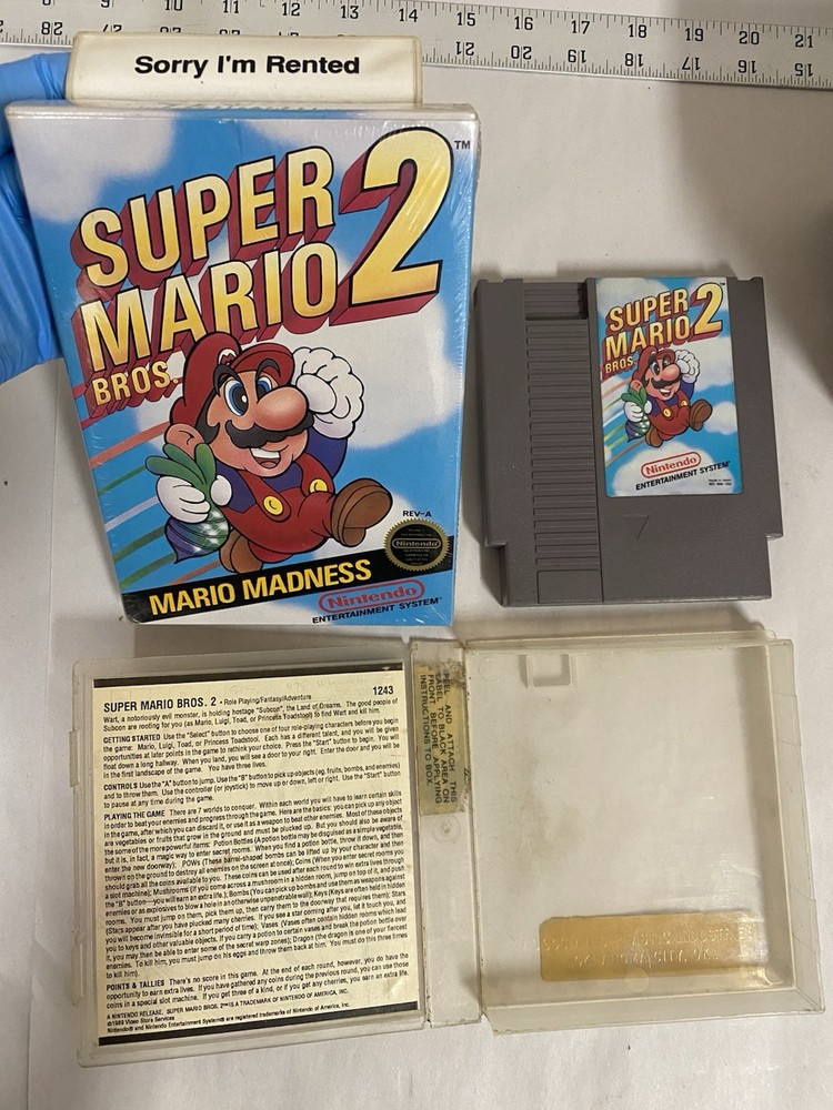 Super Mario Bros. 2 NES Nintendo Rental Store Box And Cartridge Unique See Photo