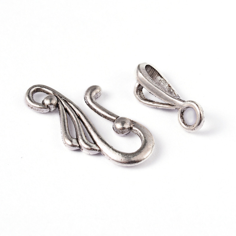 20 Sets Tibetan Style Antique Silver Wing Hook and Eye Clasps Jewelry Findings