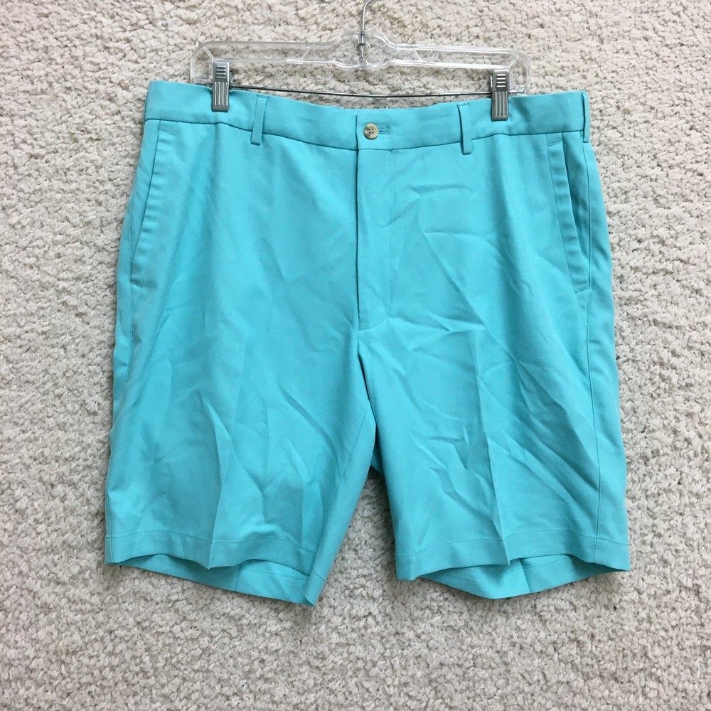 Peter Millar Shorts 36 Mens Blue Chino Flat Front Crown Sports Performance Golf