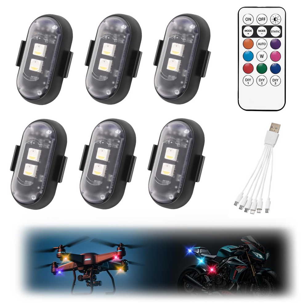 6/2 Pieces Wireless Led Strobe Lights with Remote, 8 Colors Wireless Led Lights