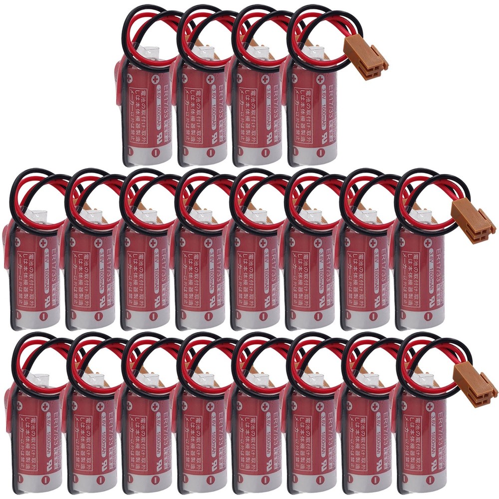 20x 3.6V 1600mAh ER17/33 2/3A Battery with 2-Pin Plug for PLC Ind Trial Battery