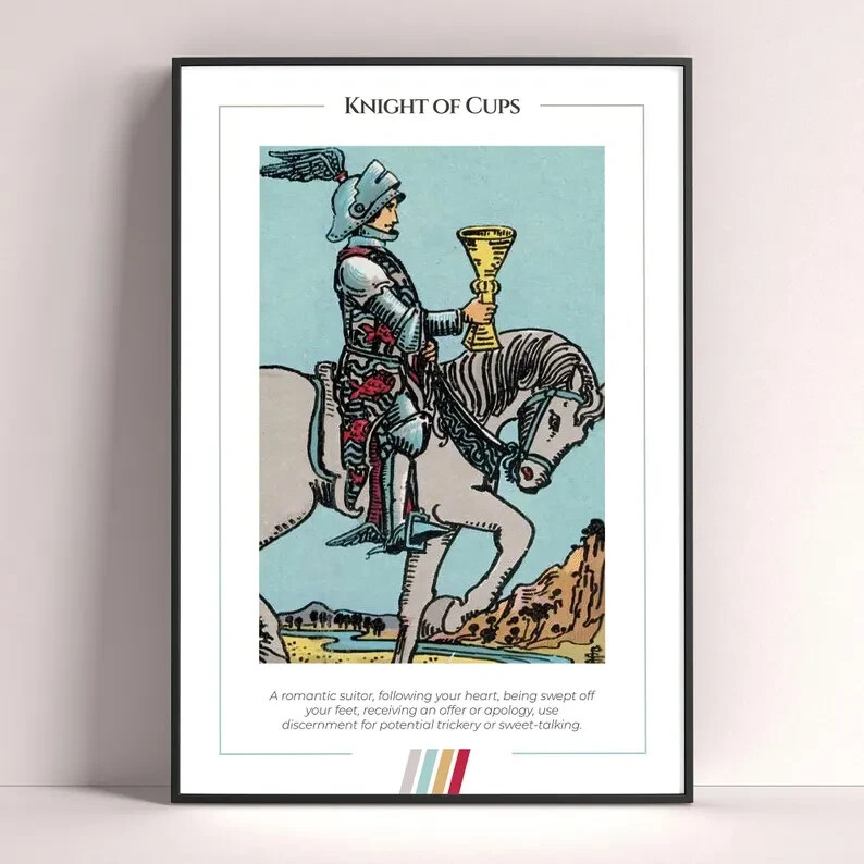 Knight of Cups Tarot Card Art Print Digital Download Tarot Poster