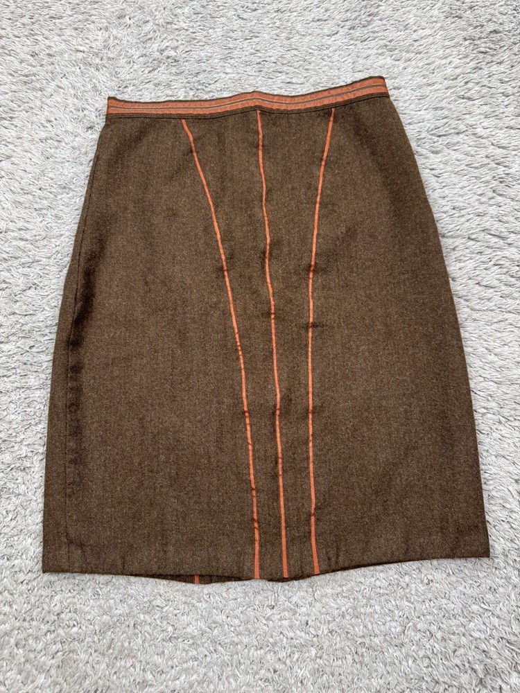 Blumarine Skirt Women 44 US 8 Brown Wool Tweed Midi Slit Pencil Made In Italy