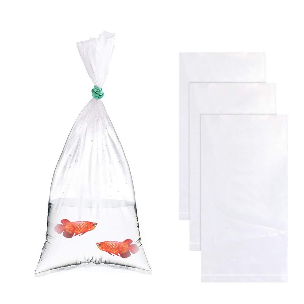 100PCS Plastic Clear Fish Bags,Leak-Proof Shipping Bags,Double Bottom Seal St...