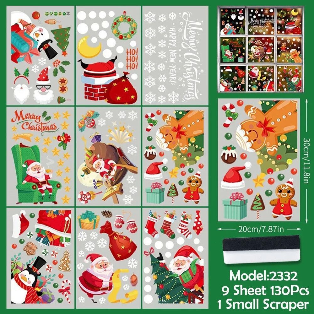 Christmas Window Clings, Stickers for Glass, Christmas Decorations M7E5 G2U V5P4