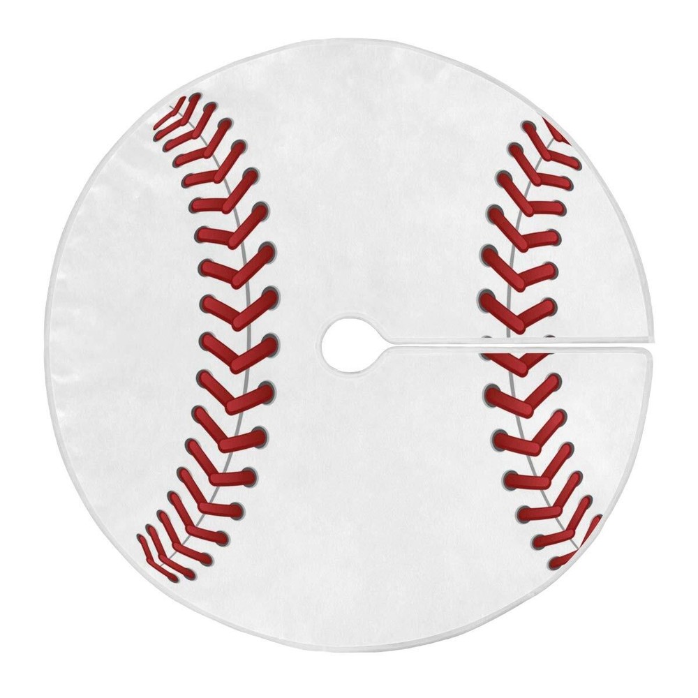 Sport Baseball Print Christmas Tree Skirt Rustic Xmas Ornaments Holiday Party...