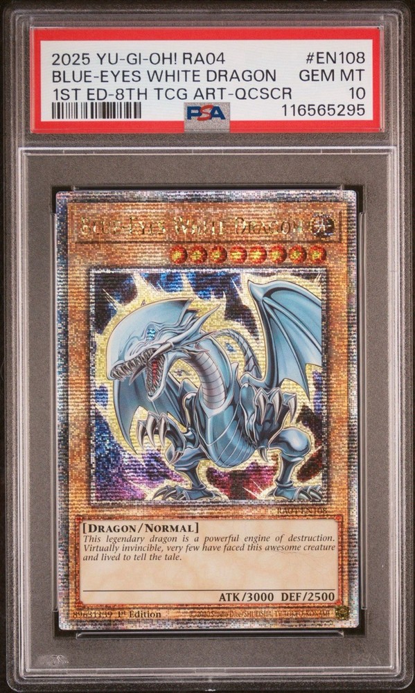Blue-Eyes White Dragon 7th Art Platinum Secret Rare RA04-EN108 Quarter Century Stampede 1st Ed