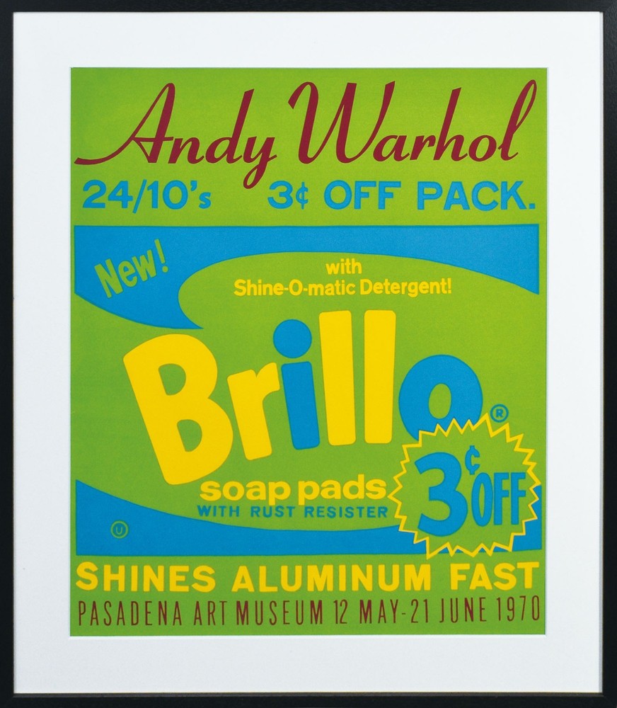 Andy Warhol silkscreen print calligraphy Brillo Pasadena Art Museum 1970 paper