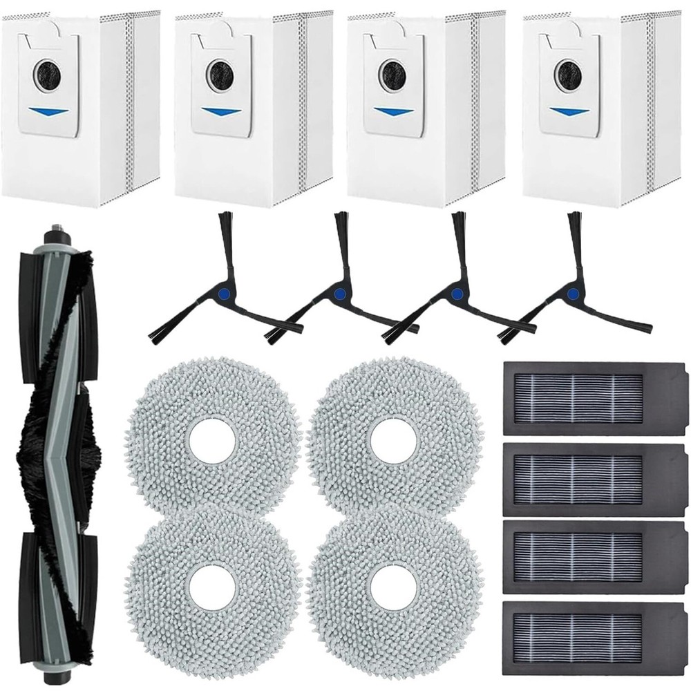 17PCS Replacement Main Brushes & Mop Cloths for Ecovacs Deebot X2 X2 Pro Robot Vacuums