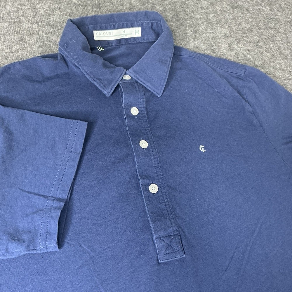 Criquet Polo Shirt Mens M Blue Cotton Performance Casual Golf Preppy Austin