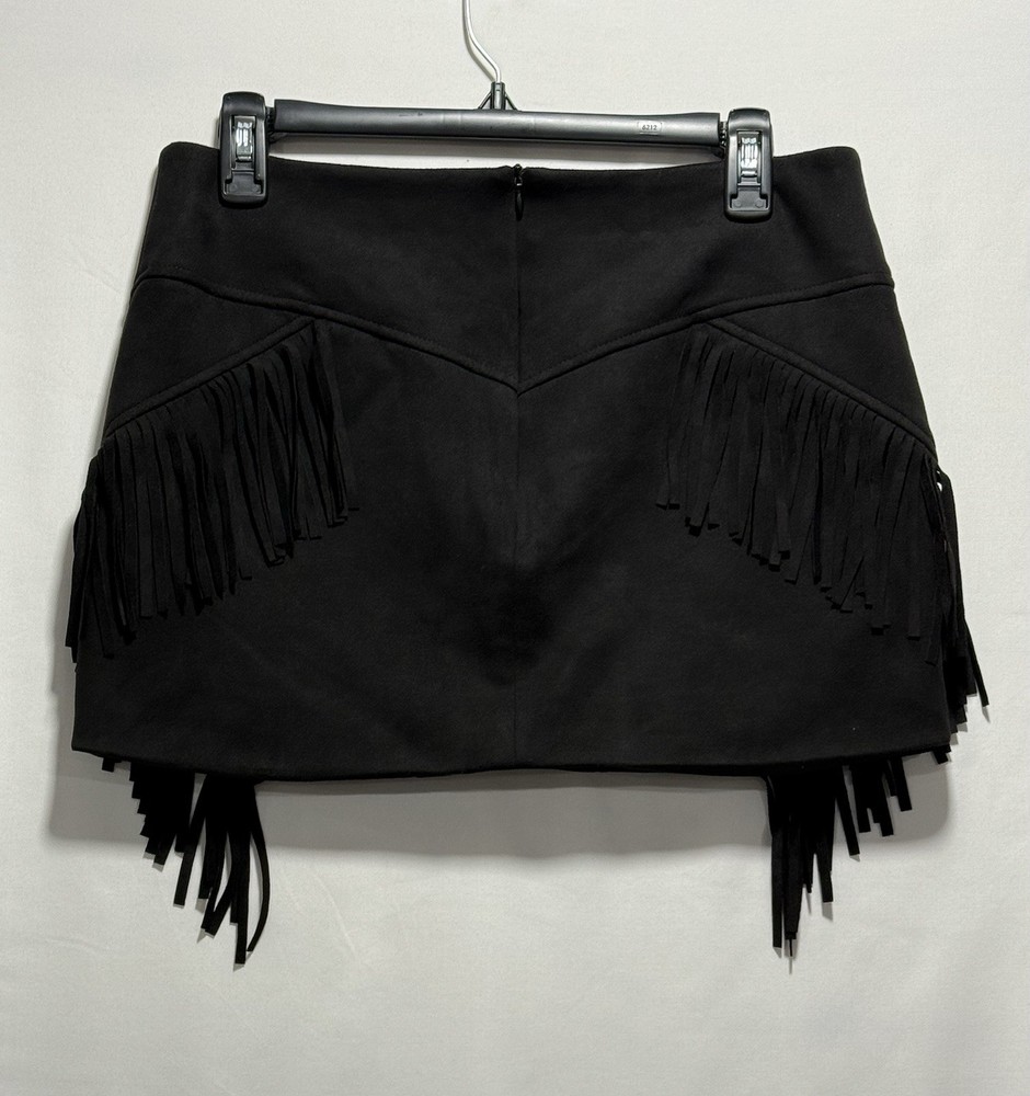 Forever 21 Fringed Suede-Look Microfiber Mini Skirt Size Large NWT