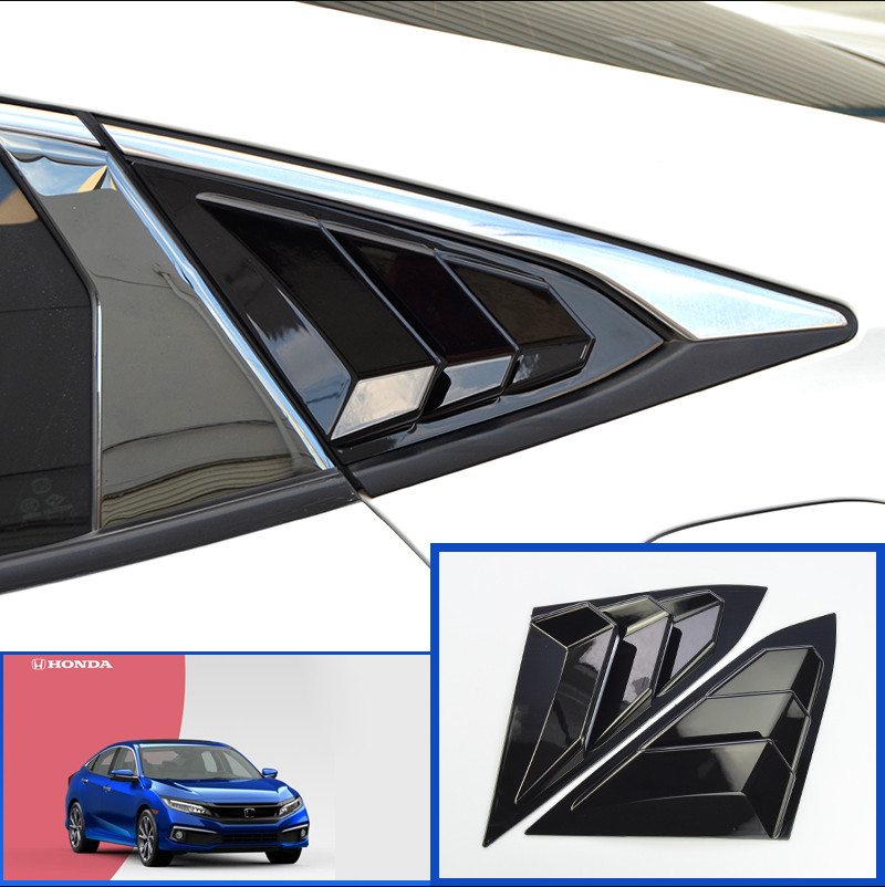 New Piano black Style Window Louvers For Honda Civic Sedan 10th Gen 2016-2020
