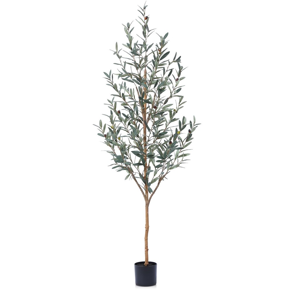 6FT Artificial Olive Tree with Natural Wood Trunk – Realistic Silk Plant for Home Decor