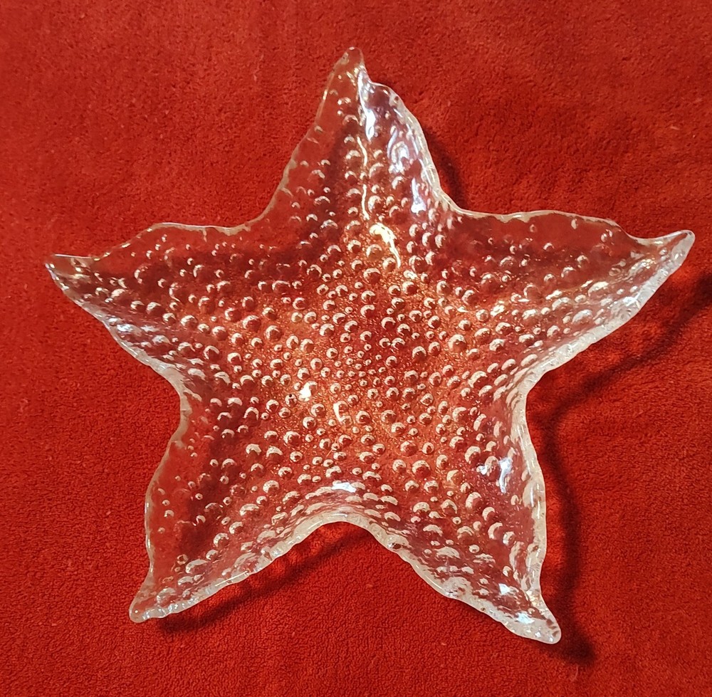 Starfish Candy Trinket Dish Clear Bubbles Nautical Coastal 5