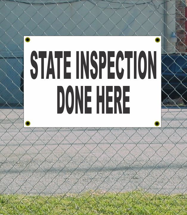 Get 2x3 State Inspection Done Here with Black & White Banner Sign at Discounted Size & Price