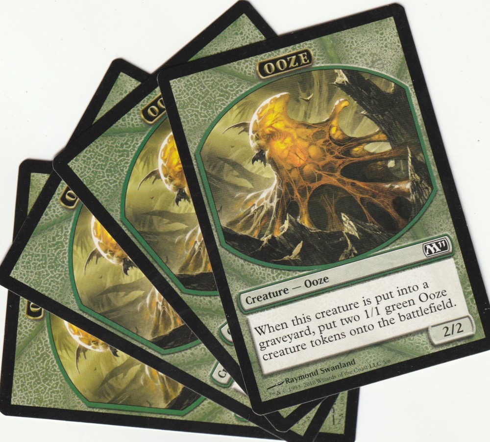 4 MTG Ooze Green Creature Tokens - Magic The Gathering Playset