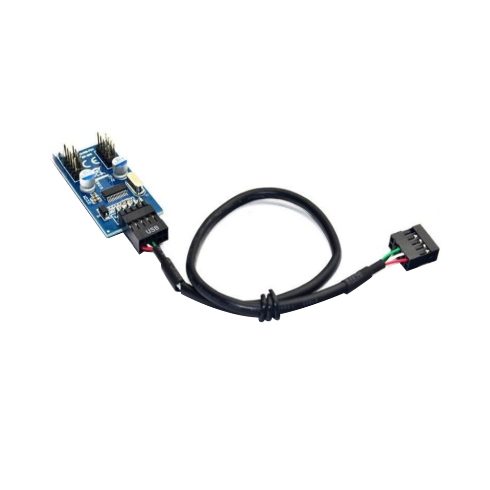 9-Pin USB 2.0 Splitter 1 Male to 2 Female for Motherboard Case Connection