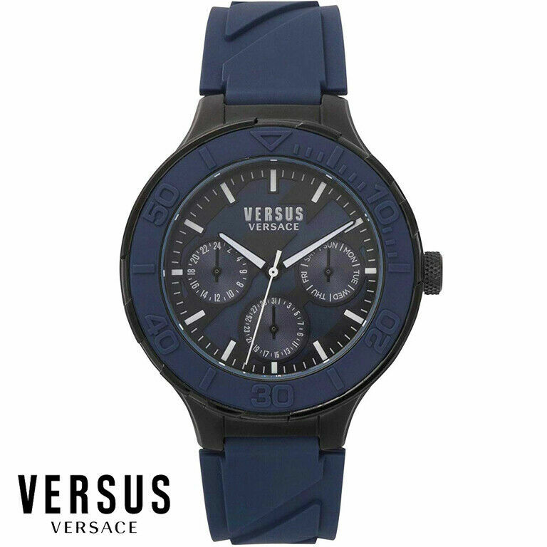 Versus by Versace VSP890318 Wynberg Black Blue Silicone Mens Watch Brand New-image