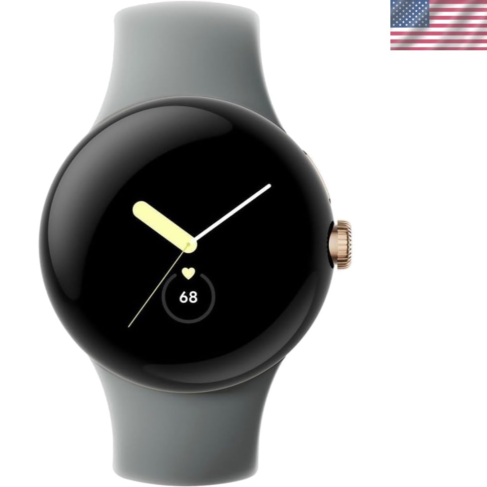 41mm Pixel Smartwatch with Heart Rate GPS Waterproof Wear OS Silicone Band