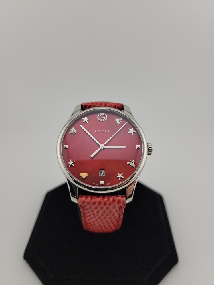 Gucci G-Timeless Women's Cherry Red Mother-of-Pearl Dial Watch YA1264041