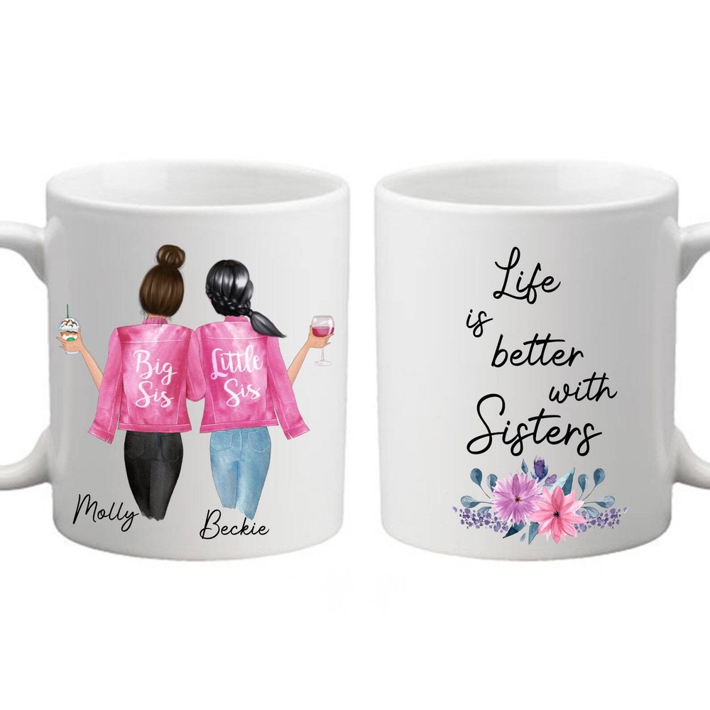 Personalised  Life Is Better With Sisters Mug Big Sister Little Sister Mug