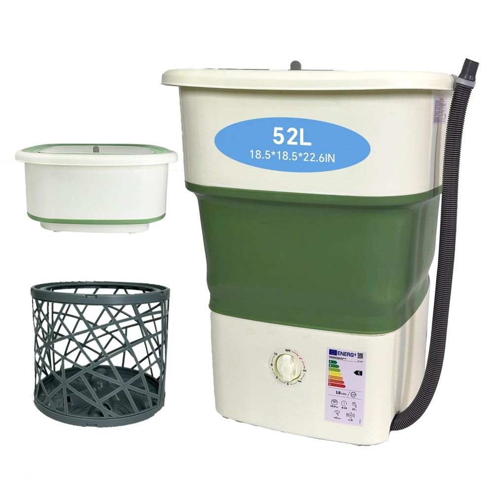 Portable Collapsible Washing Machine with Drain Pump 16lbs Large Capacity