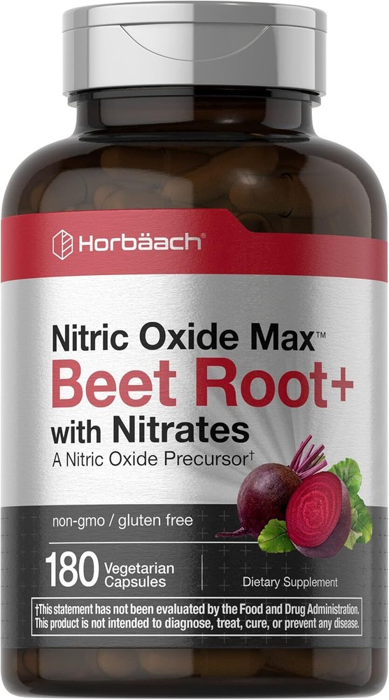 Nitric Oxide Beet Root Capsules and Precursor | with Nitrates | 180 Count | Vege