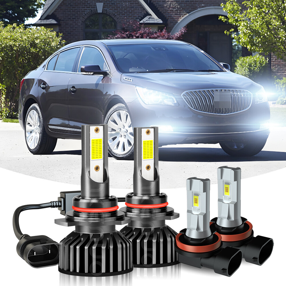 For Buick LaCrosse 2014 2015 2016 4X 6000K LED Headlight Hi/Lo + Fog Light Bulbs