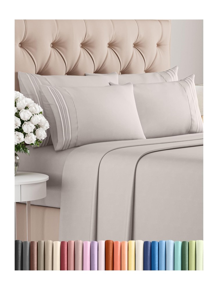 Queen 6 Piece Sheet Set - Breathable & Cooling Sheets - Hotel Luxury Bed Shee...