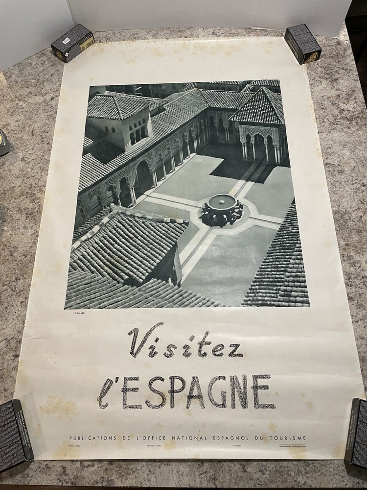 Original Vintage 1940s   Spain Tourism Print Poster